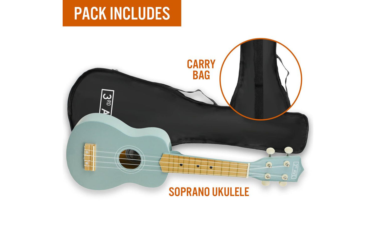 3rd Avenue Soprano Ukulele - Pastel Blue-3