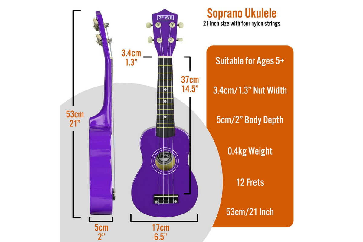 3rd Avenue Soprano Ukulele Pack - Purple-2