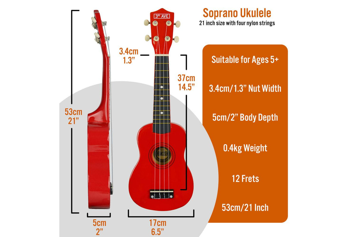 3rd Avenue Soprano Ukulele Pack - Red-2