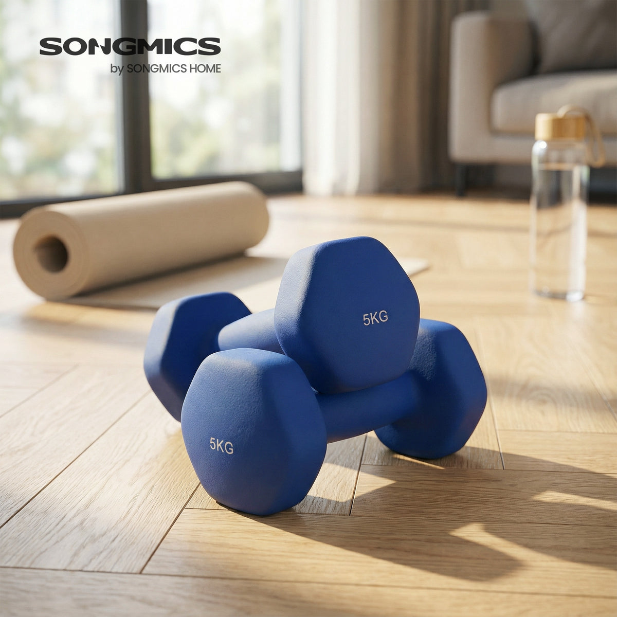 Hexagonal Dumbbells Set Of 2 | Hand Weights | Iron Pvc | 5 Kg-4