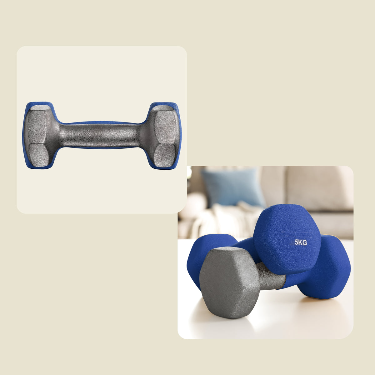 Hexagonal Dumbbells Set Of 2 | Hand Weights | Iron Pvc | 5 Kg-7