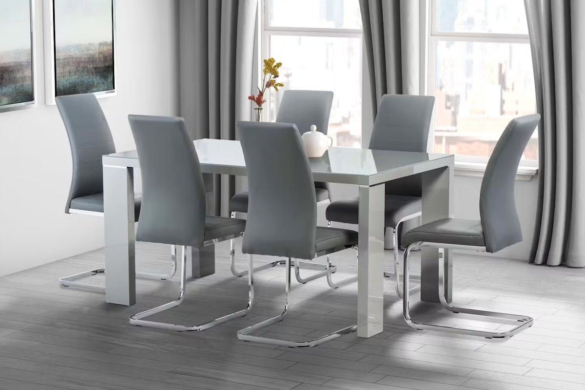 Soho Dining Chairs | Leather | Grey | Set of 2-2