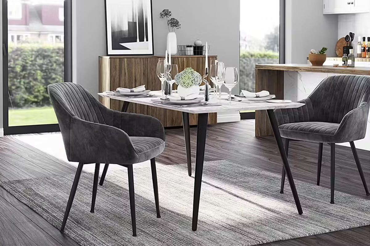 Songmics Dining Chair | Velvet | Grey/Black-2