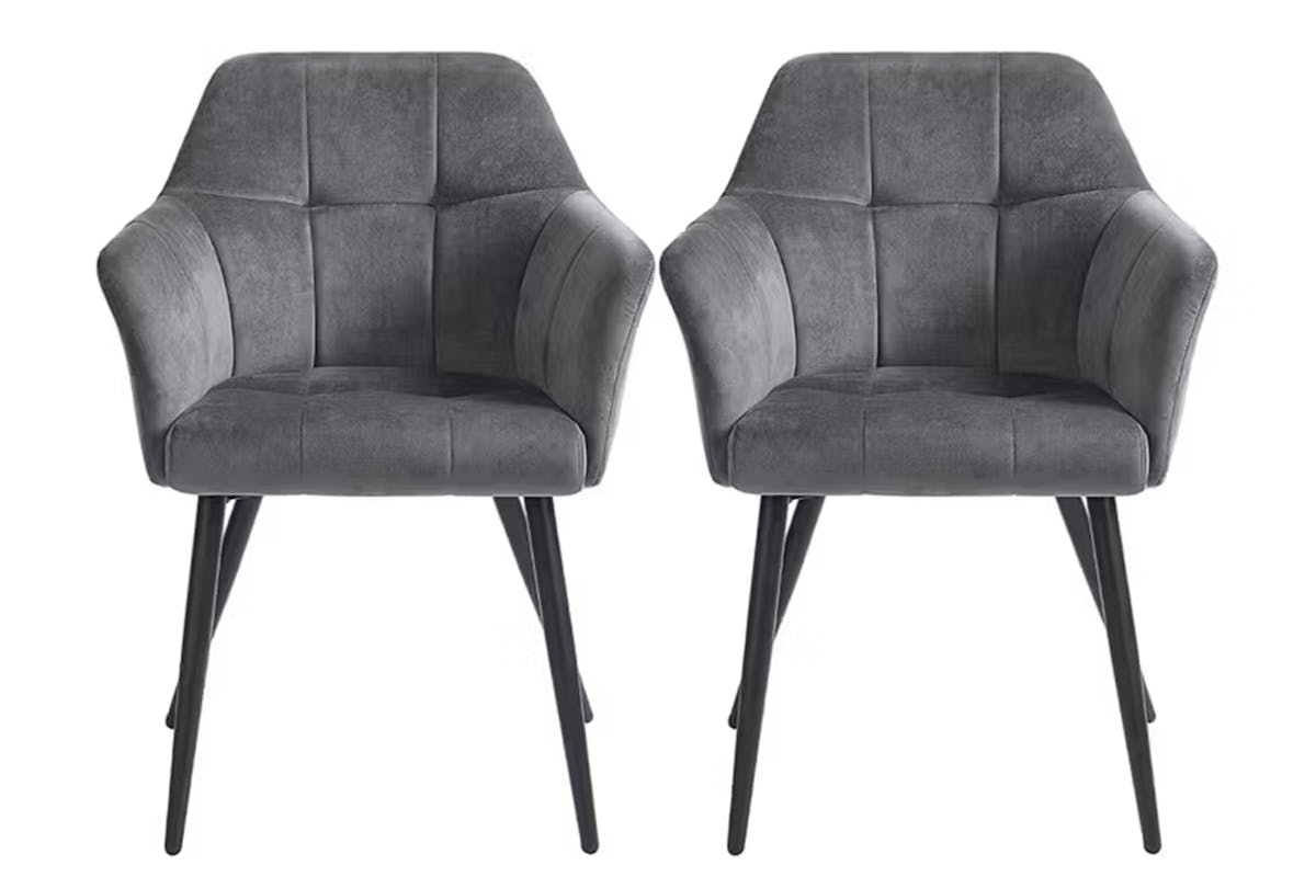 Songmics Carver Dining Chairs | High Back | Grey | Set of 2