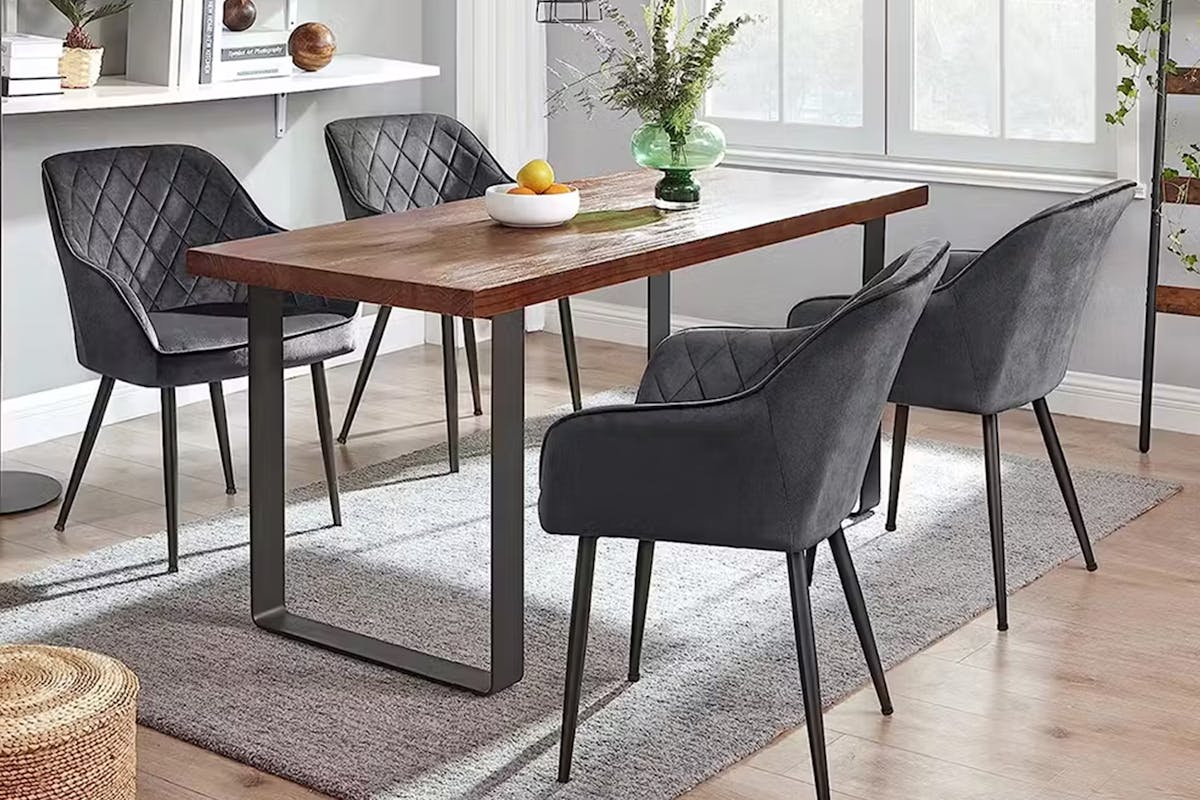 Songmics Carver Dining Chair | Velvet | Grey-2