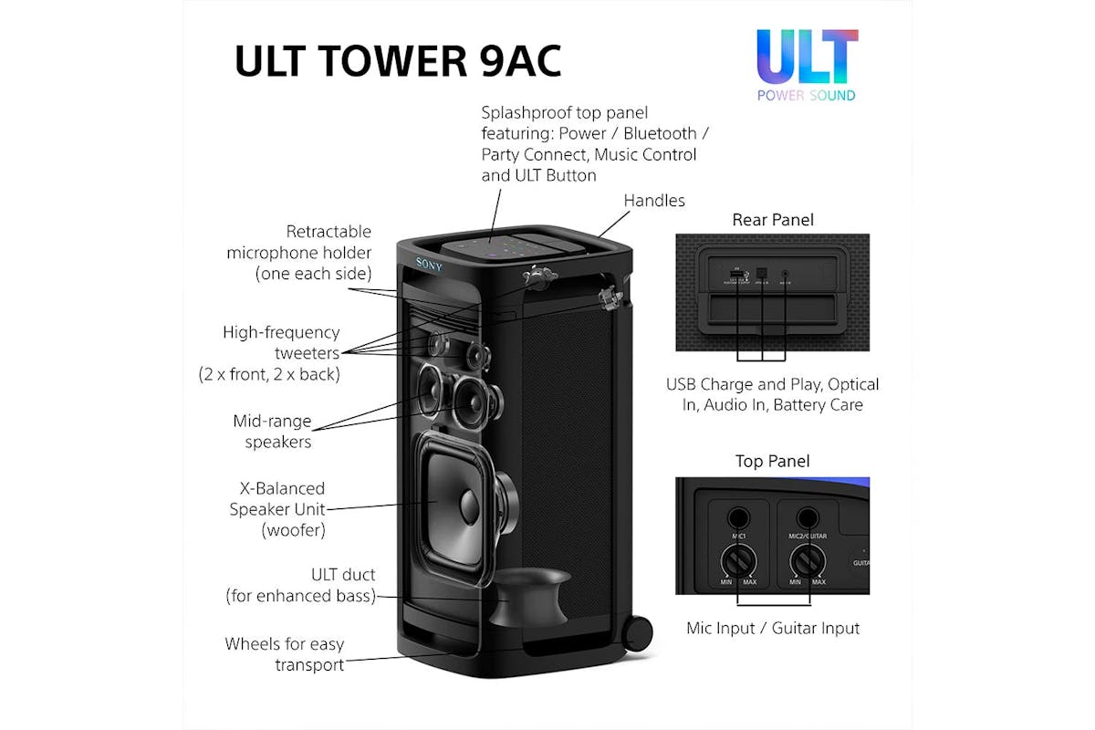 Sony ULT TOWER 9AC Ultimate Bluetooth Party Speaker | Black | SRSULT900AC.CEL-8