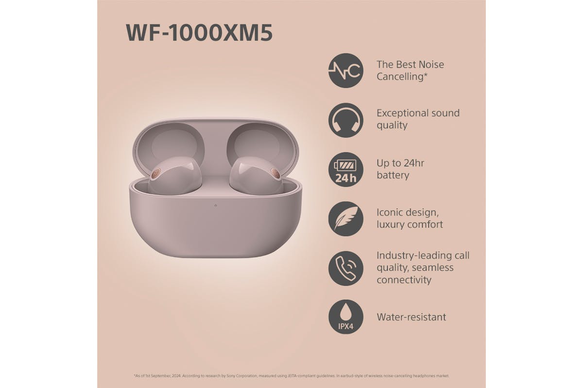 Sony WF-1000XM5 Wireless Noise Cancelling Earbuds | Smoky Pink-6