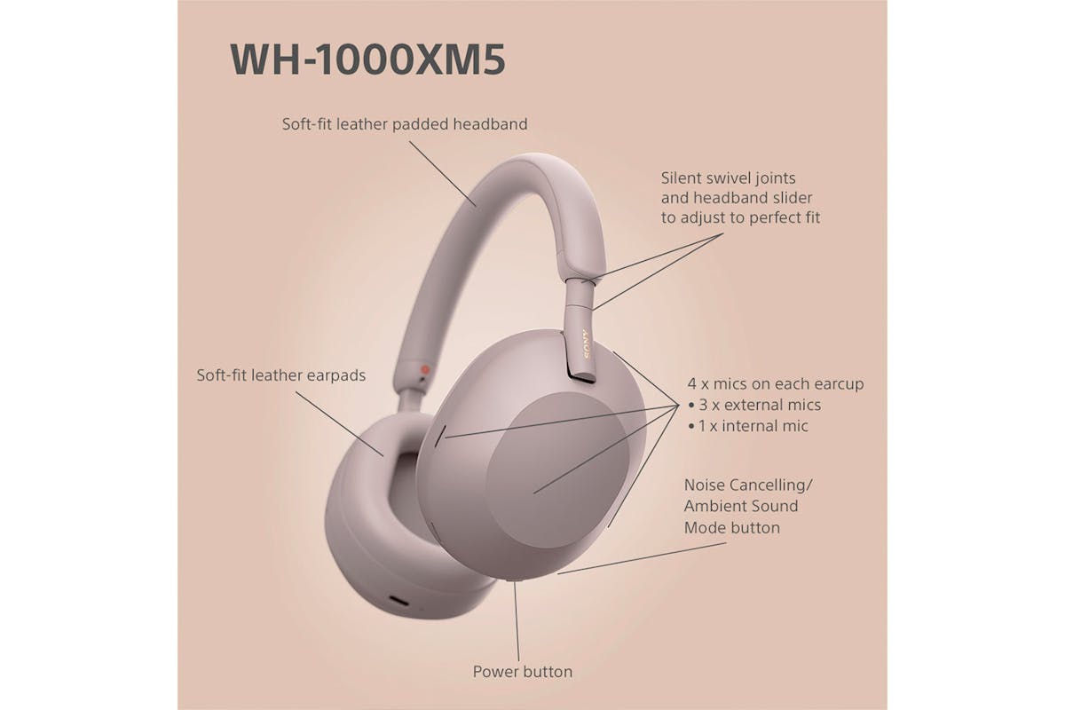 Sony WH-1000XM5 Over-Ear Wireless Noise Cancelling Headphones | Smoky Pink-6
