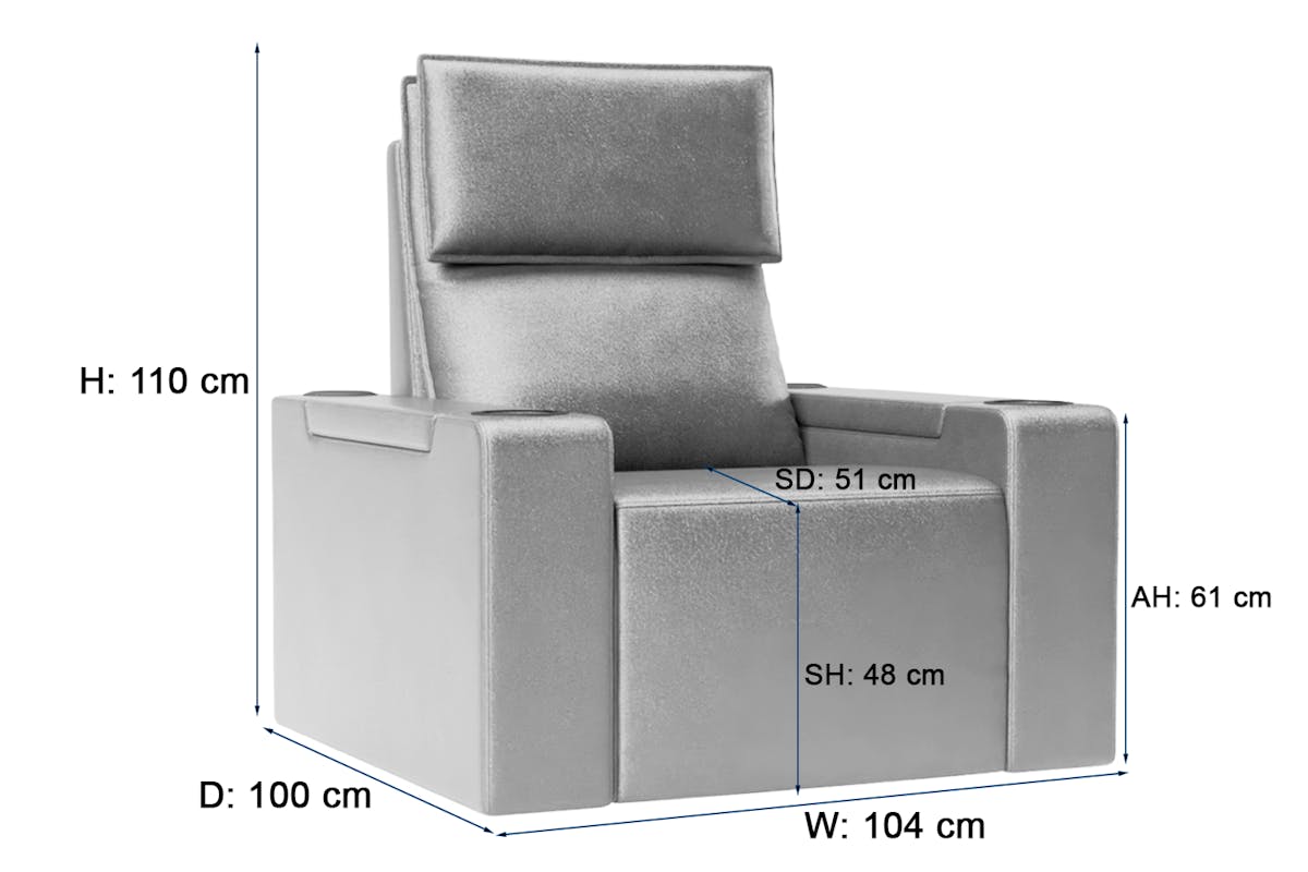 Stella Home Theater Armchair | Power Recliner | Fabric | Gunmetal-3
