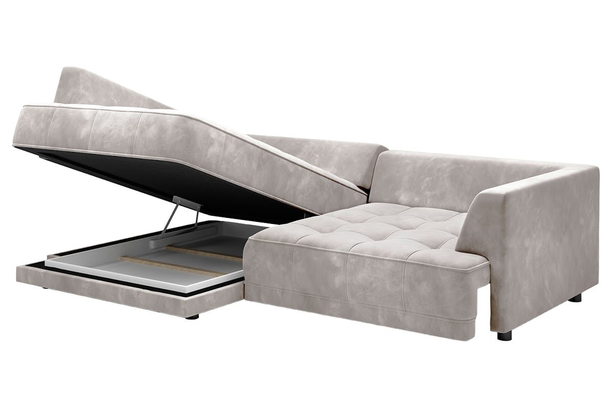 Amelia 4 Seater Power Slider Storage Chaise Sofa | Fabric | Taupe-1