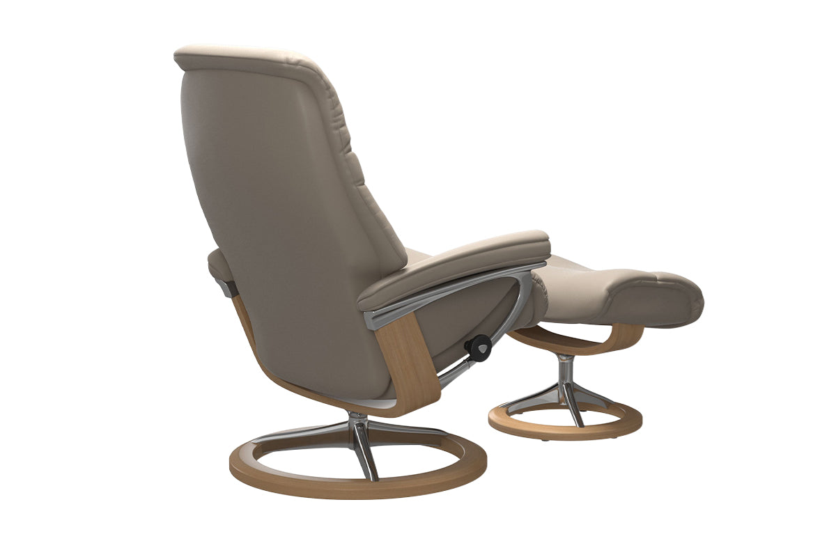 Stressless® Sunrise Recliner with Footstool | Leather | Beige-9