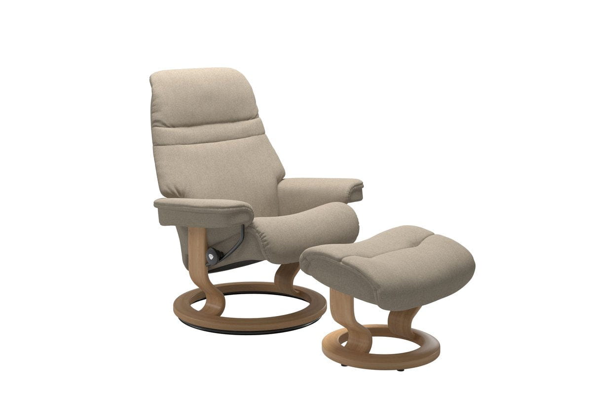 Stressless Sunrise Recliner Classic Base with Footstool | Leather | Beige