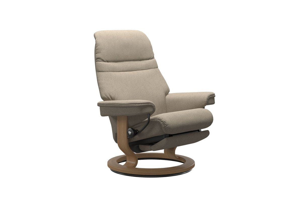 Stressless Sunrise Recliner Power Leg Base with Footstool | Leather | Beige