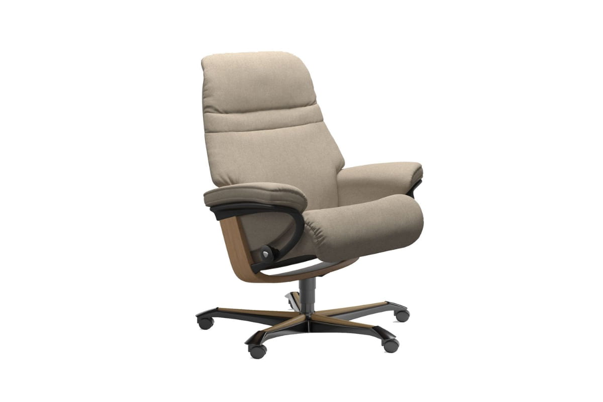 Stressless Sunrise Recliner Office Wood Base | Leather | Beige