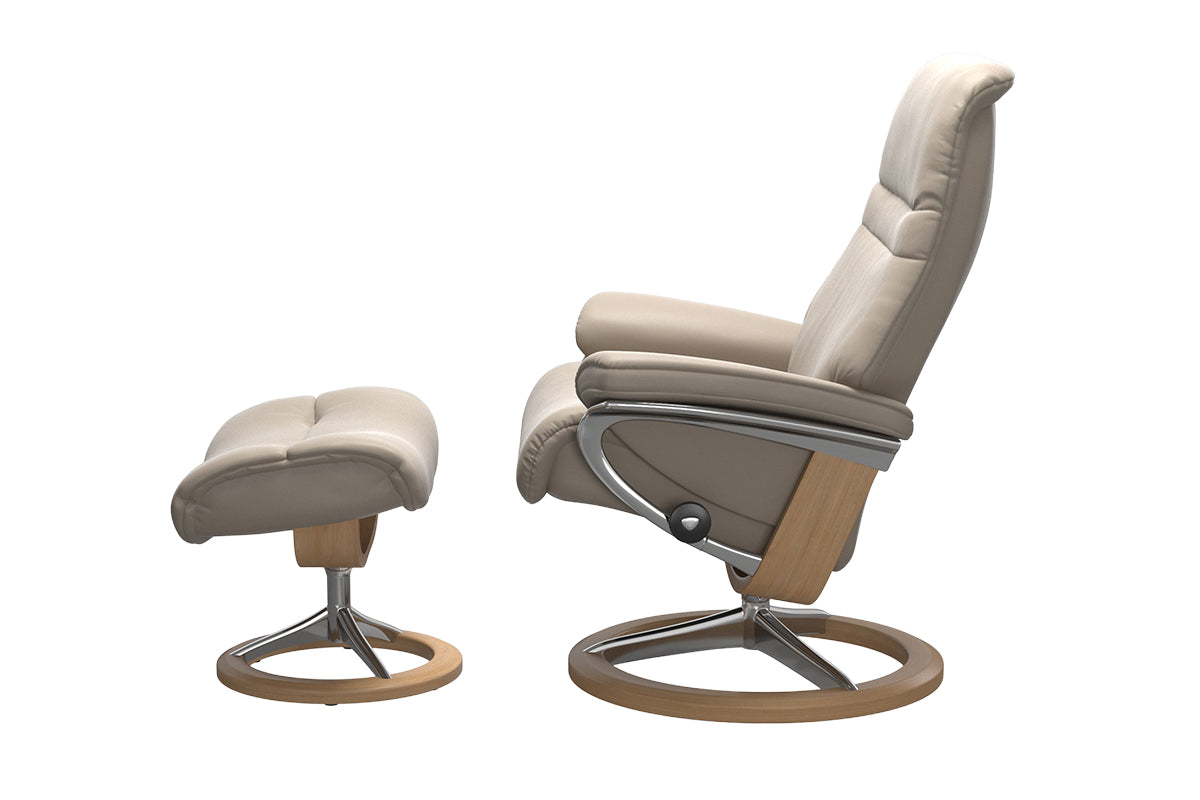 Stressless® Sunrise Recliner with Footstool | Leather | Beige-8