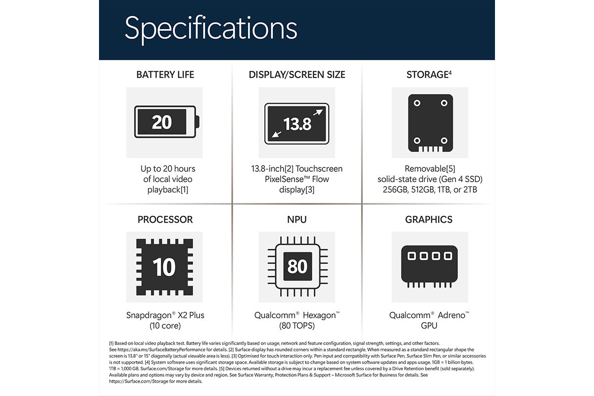 Microsoft Surface 13.8" Laptop Snapdragon X2 Plus (10 Core)  | 16GB | 512GB | Qualcomm Adreno | Platinum-15