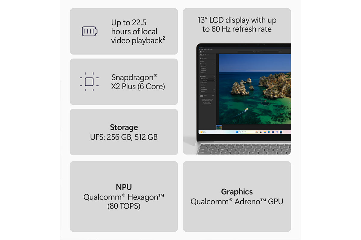 Microsoft Surface 13" Laptop Snapdragon X2 Plus (6 Core) | 16GB | 512GB | Qualcomm Adreno™ | Platinum-12