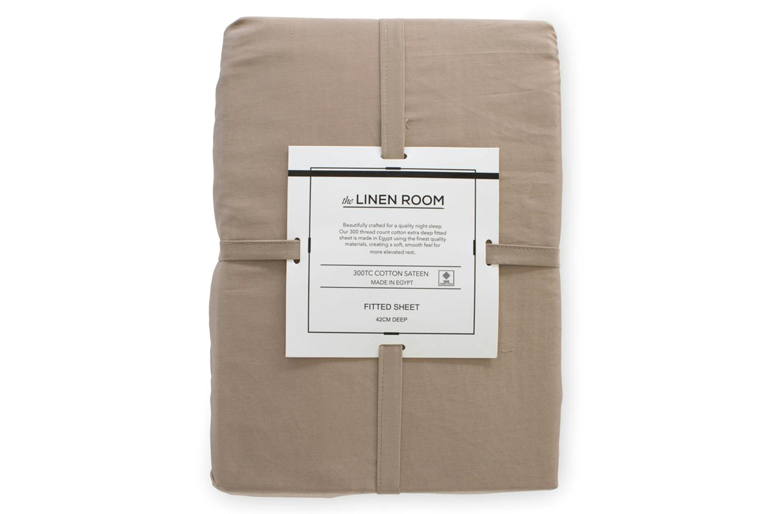 The Linen Room | 300TC Cotton Sateen Extra Deep Fitted Sheet | Cappuccino | King