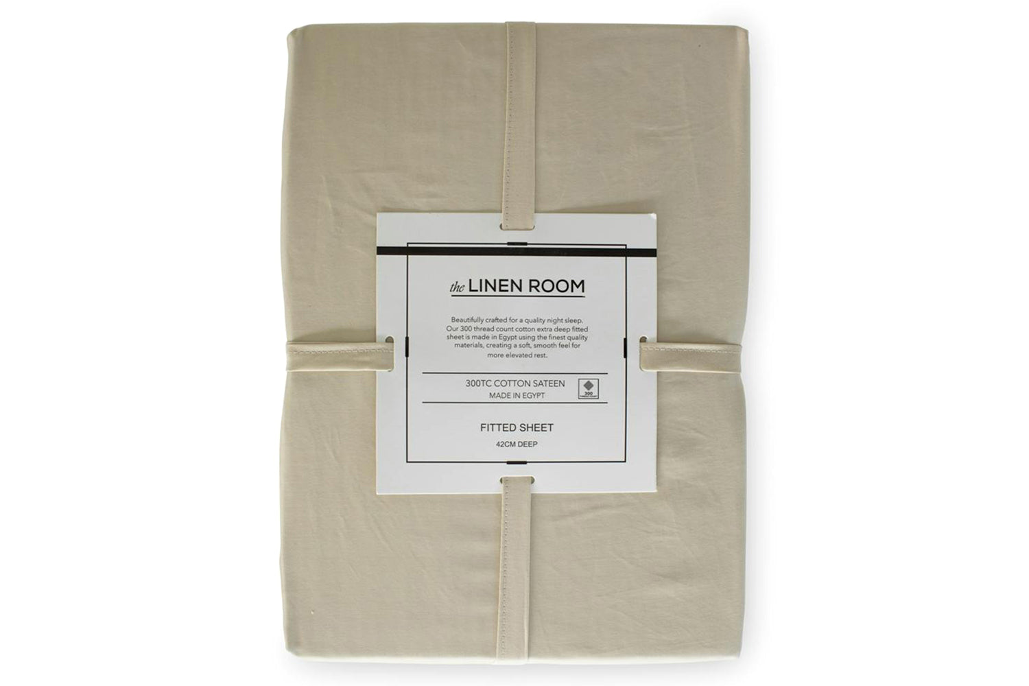 The Linen Room | 300TC Cotton Sateen Fitted Sheet | Cream | Double