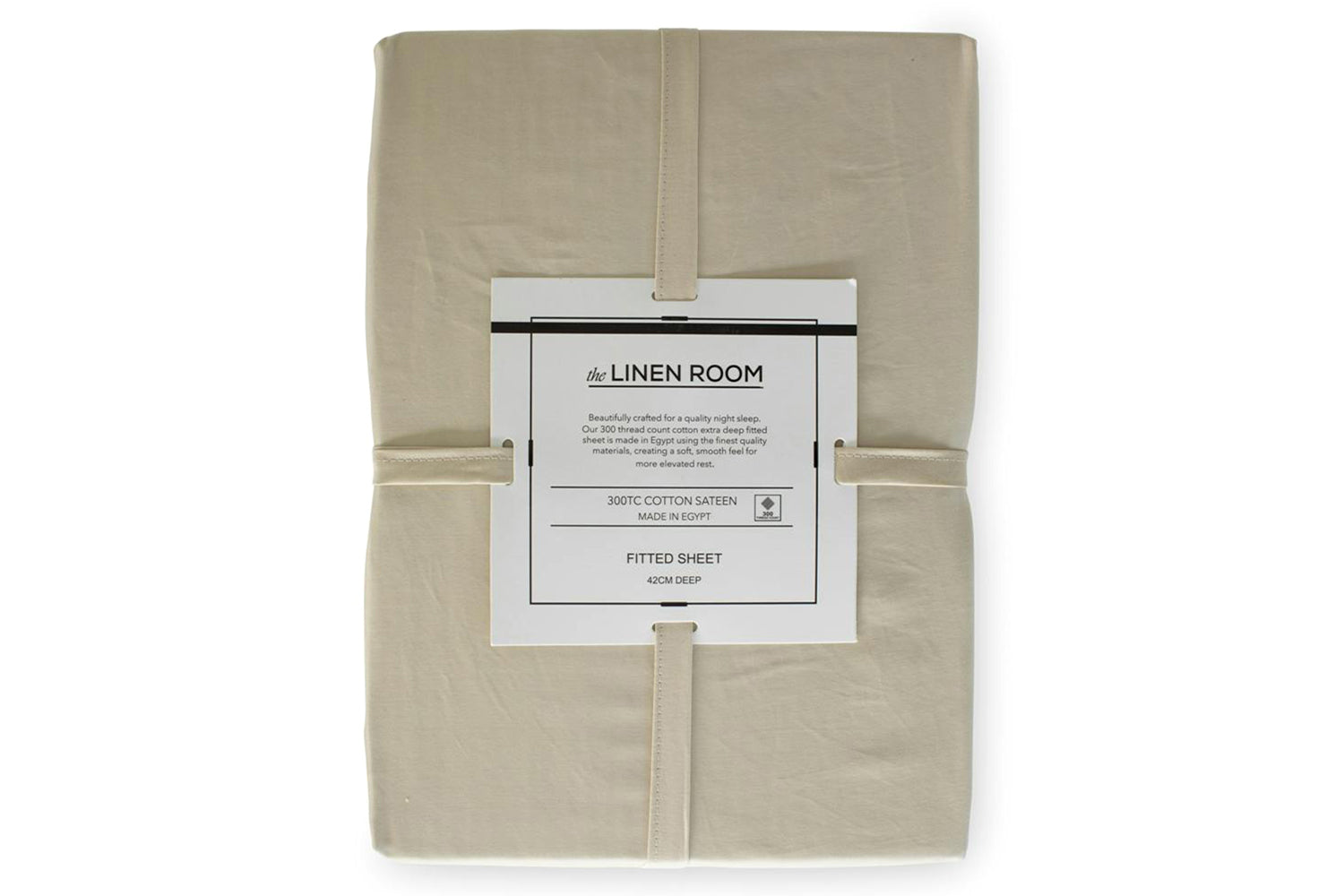 The Linen Room | 300TC Cotton Sateen Extra Deep Fitted Sheet | Cream | King