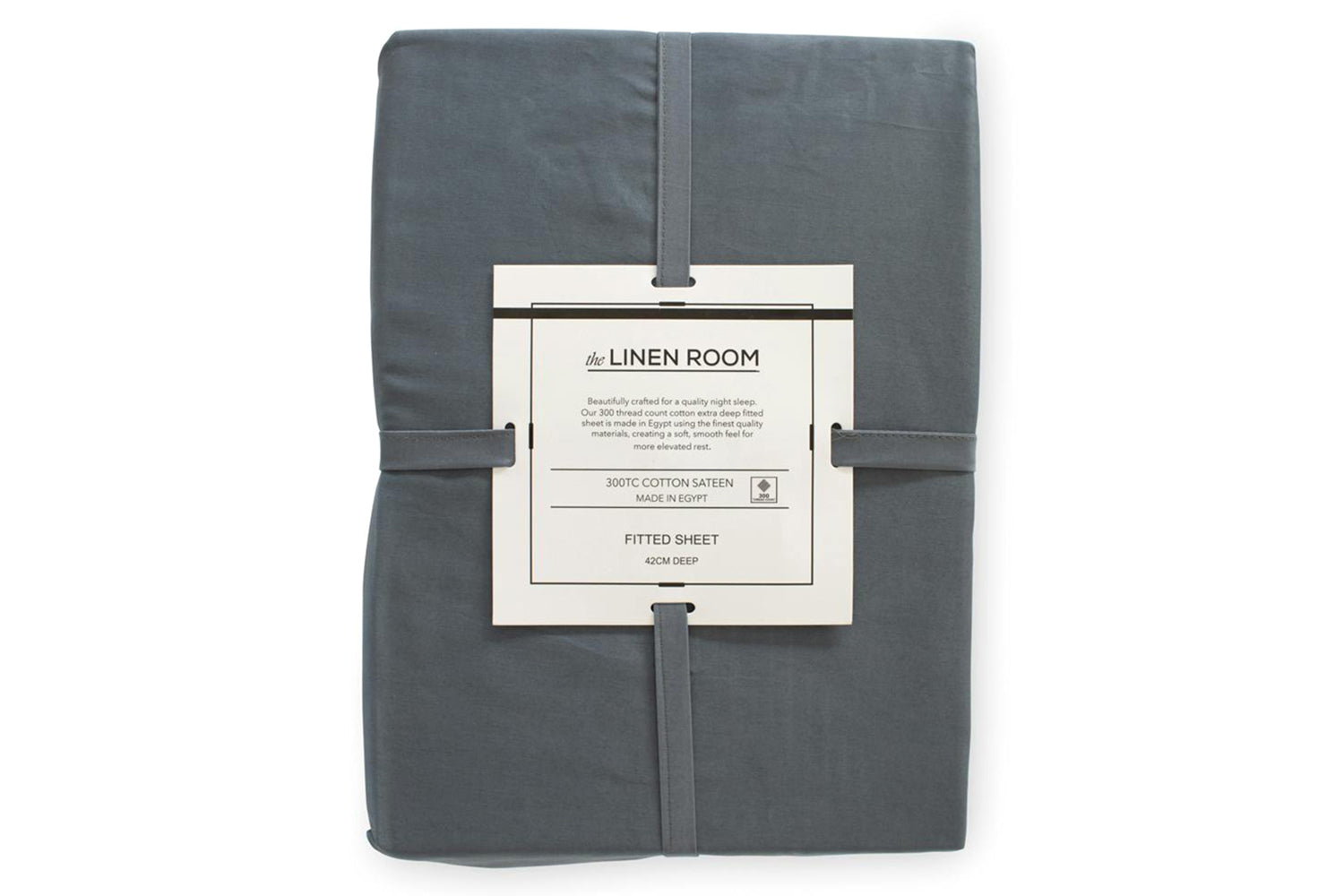 The Linen Room | 300TC Cotton Sateen Extra Deep Fitted Sheet | Dark Grey | Double