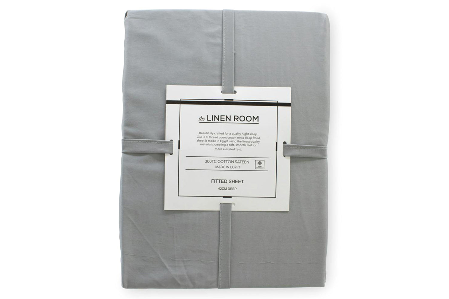 The Linen Room | 300TC Cotton Sateen Extra Deep Fitted Sheet | Grey | Double