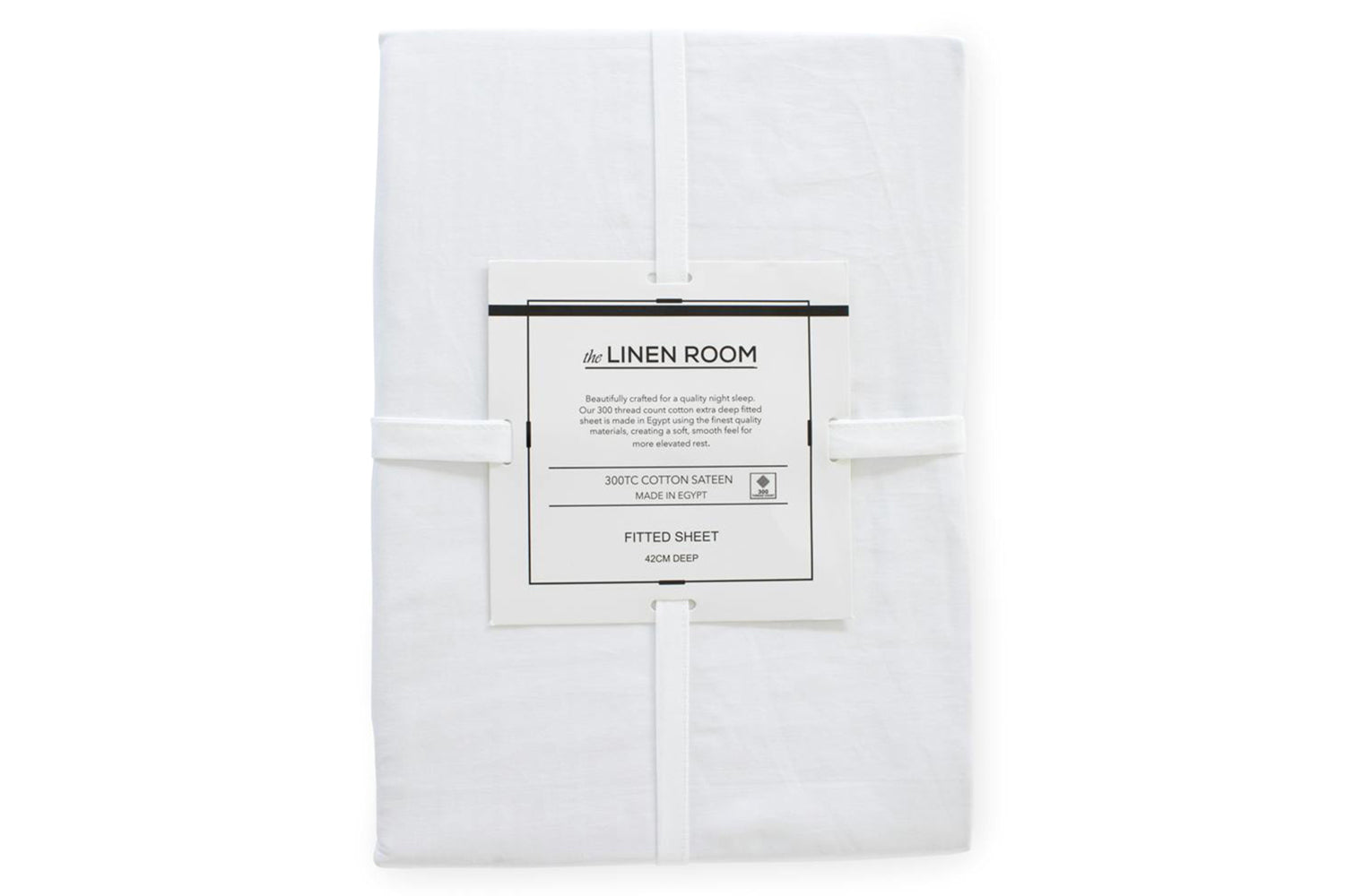 The Linen Room | 300TC Cotton Sateen Extra Deep Fitted Sheet | White | Single