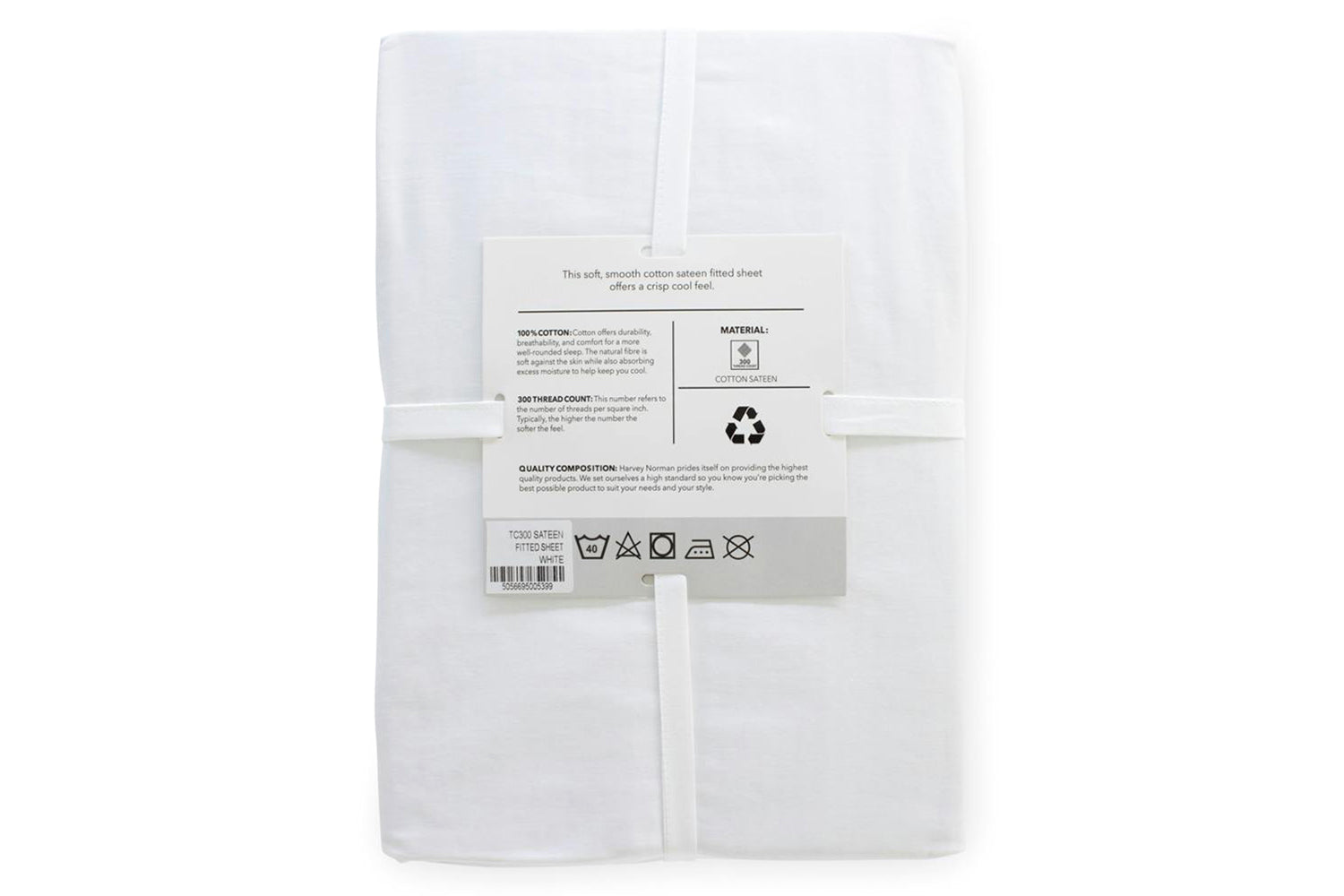 The Linen Room | 300TC Cotton Sateen Extra Deep Fitted Sheet | White | King-2