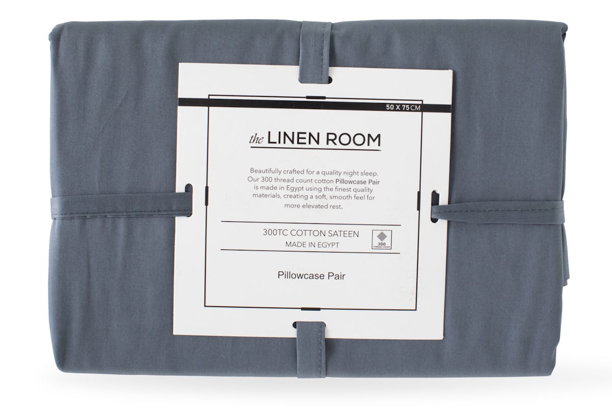 The Linen Room | 300TC Cotton Sateen Housewife Pillowcase Pair | Dark Grey