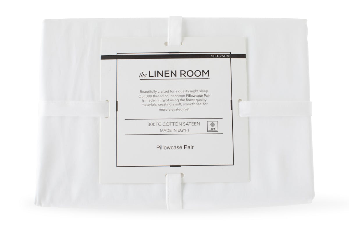 The Linen Room | 300TC Cotton Sateen Housewife Pillowcase Pair | White
