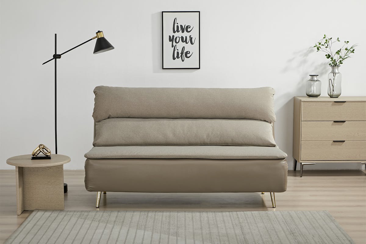 Henry 2 Seater Armless Sofa Bed | Taupe-13