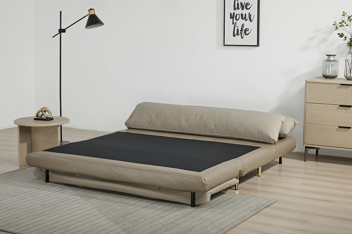 Henry 2 Seater Armless Sofa Bed | Taupe-2