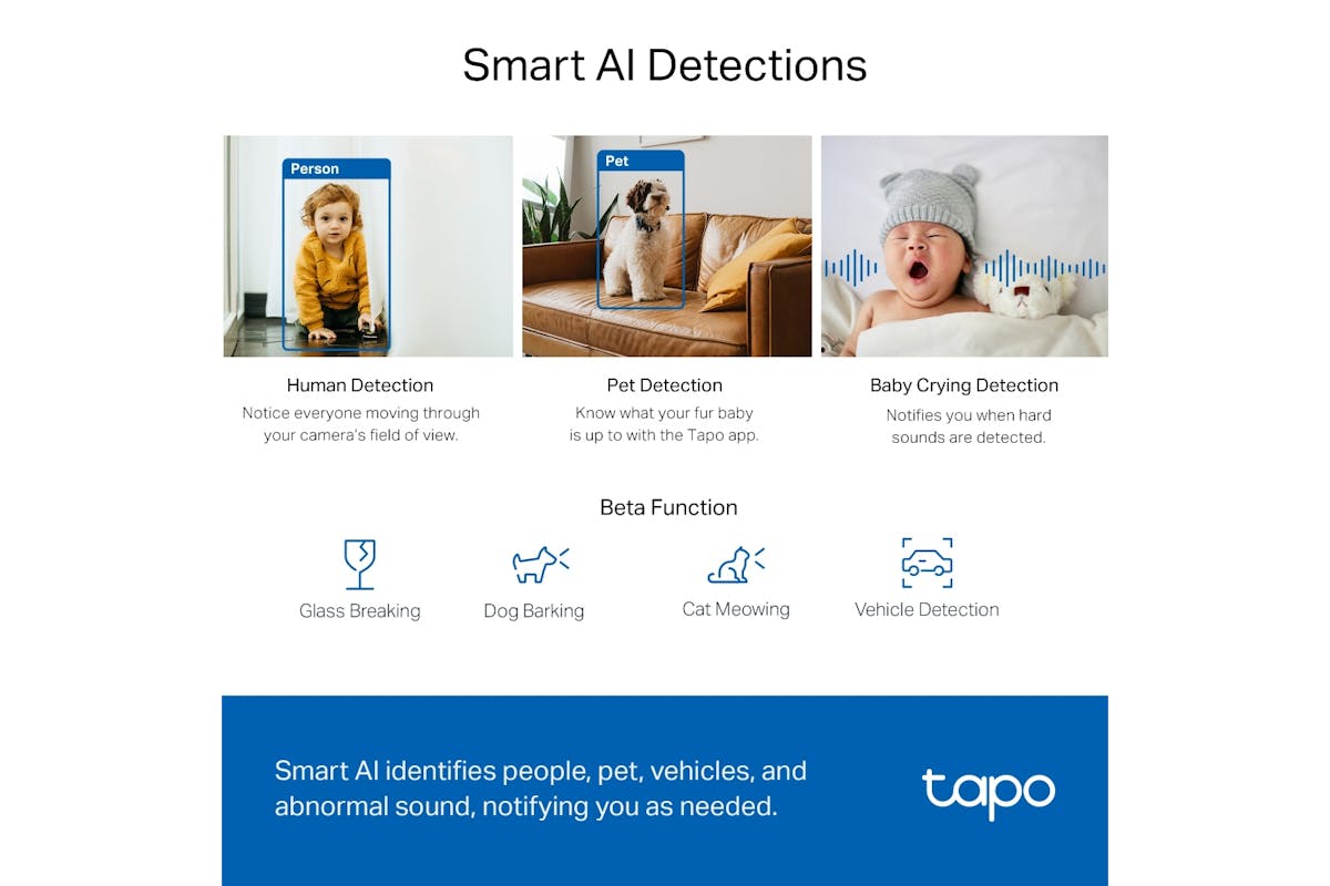 TP-Link Tapo Pan/Tilt AI Home Security Wi-Fi Camera | White/Black-5