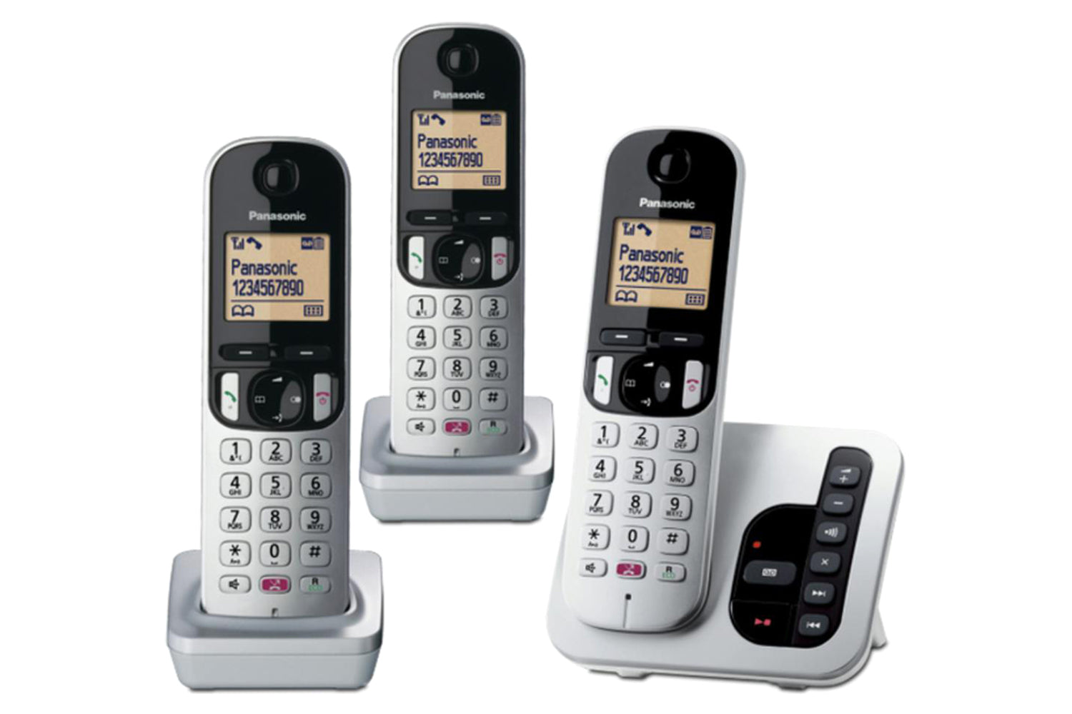 Panasonic KX-TGC263 Digital Cordless Phone with Answering Machine | Trio | Silver-2