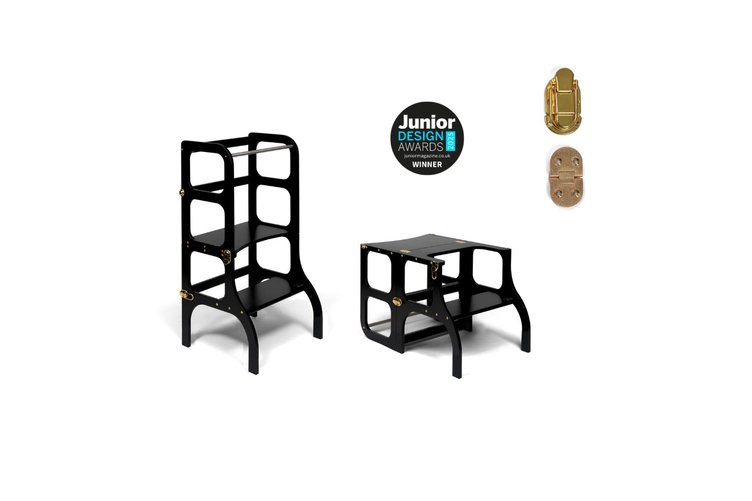 Ette Tete Helper Tower Stepnsit Black Gold Clasps | Helper Tower | Baltic Birch Plywood