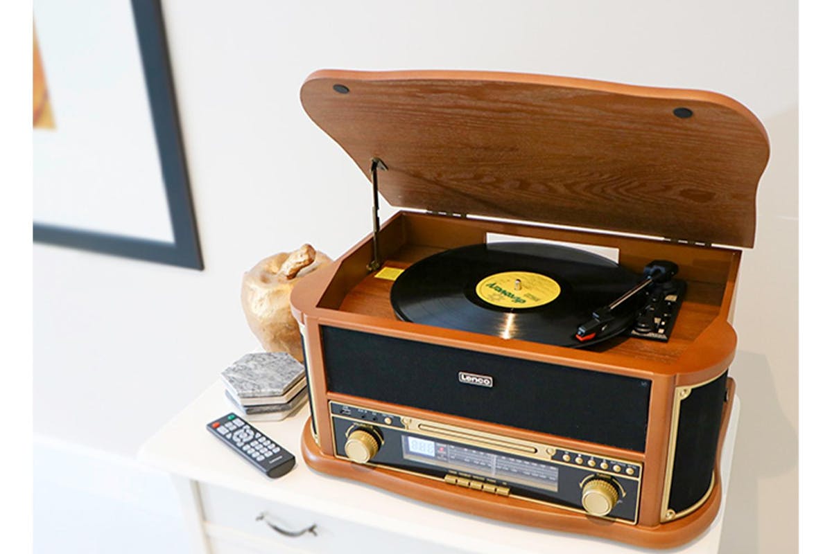 Lenco | Classic Phono | Retro Wooden Record Player & Audio System | 8 In-9