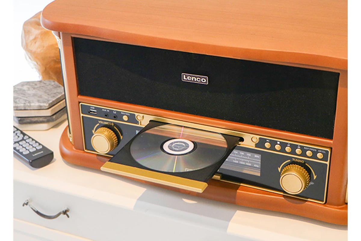 Lenco | Classic Phono | Retro Wooden Record Player & Audio System | 8 In-10