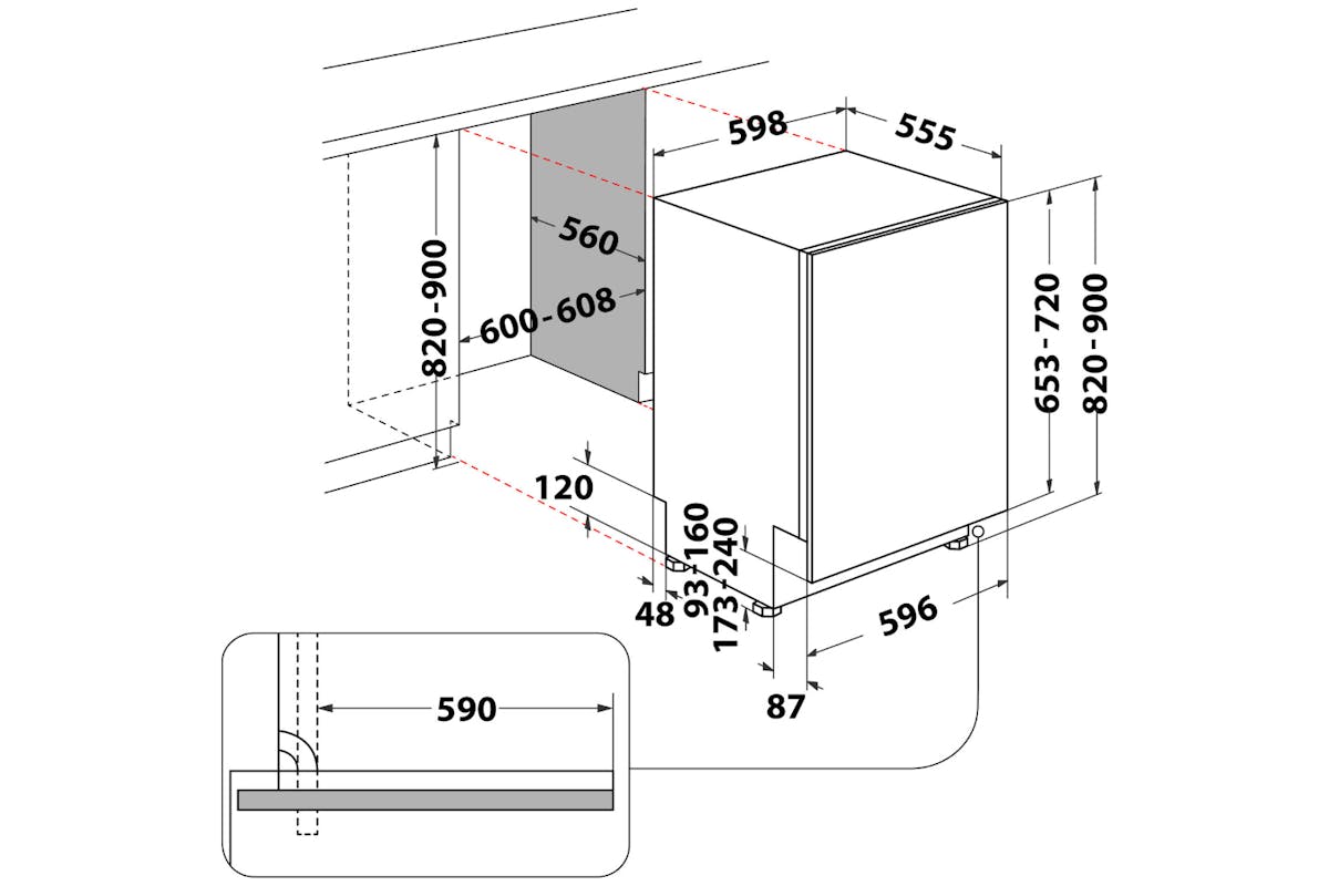 Whirlpool Integrated Dishwasher | 14 Place | WIC3C26NUK-14