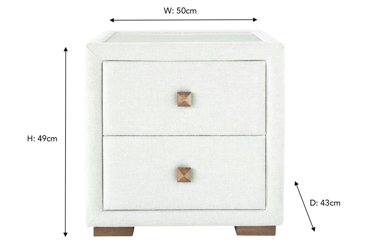 Willow Bedside Locker | 2 Drawer | Oat-4