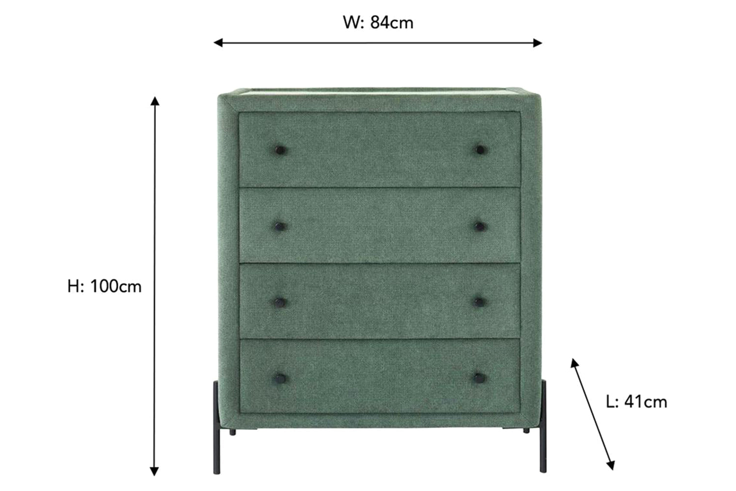 Arnold Chest of Drawer | 4 Drawer | Green-3