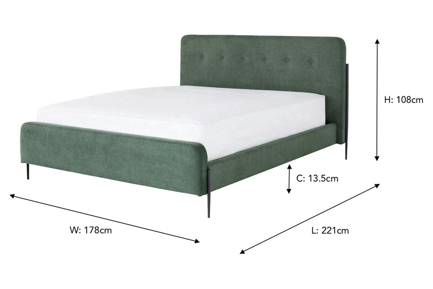 Arnold Bed Frame | King | 5ft | Green-3