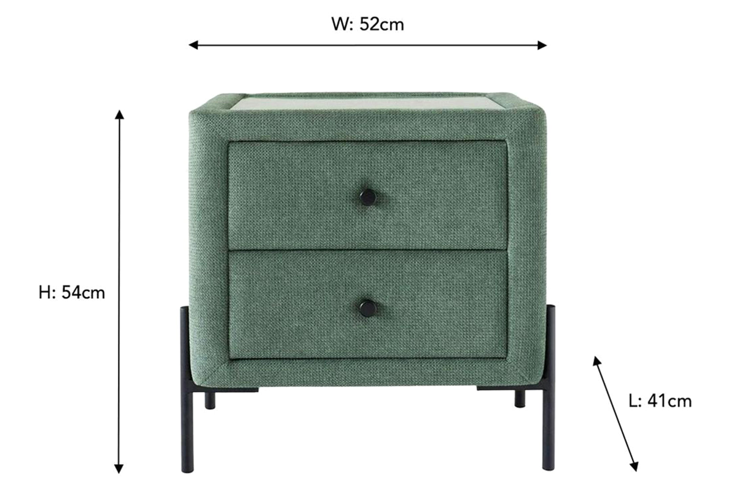 Arnold Bedside Locker | 2 Drawer | Green-3