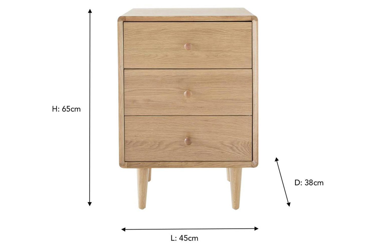 Foster Bedside Locker | 3 Drawer-3