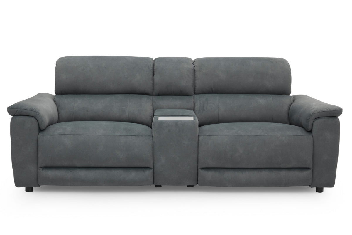Tiago 2 Seater Sofa | Power Recliner | Media Screen | Bluetooth Speaker | Telescopic Headrest | USB Port | Fabric | Grey