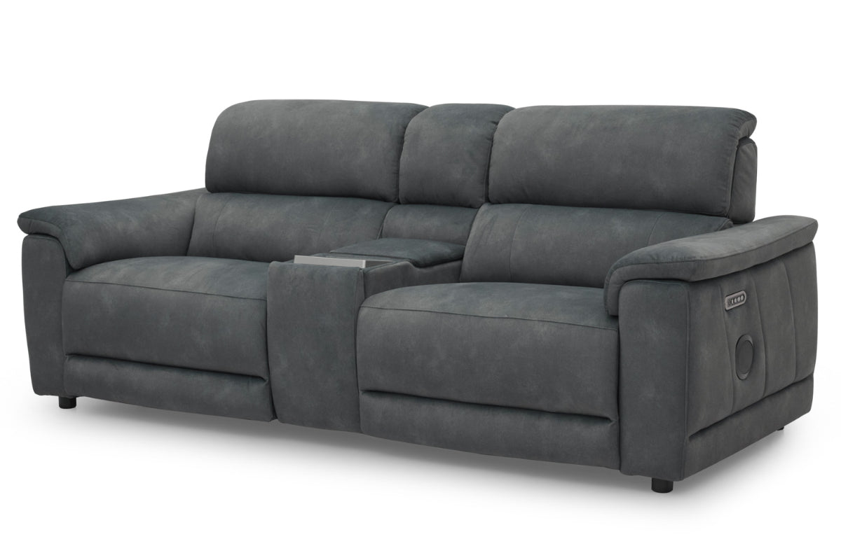 Tiago 2 Seater Sofa | Power Recliner | Media Screen | Bluetooth Speaker | Telescopic Headrest | USB Port | Fabric | Grey-2