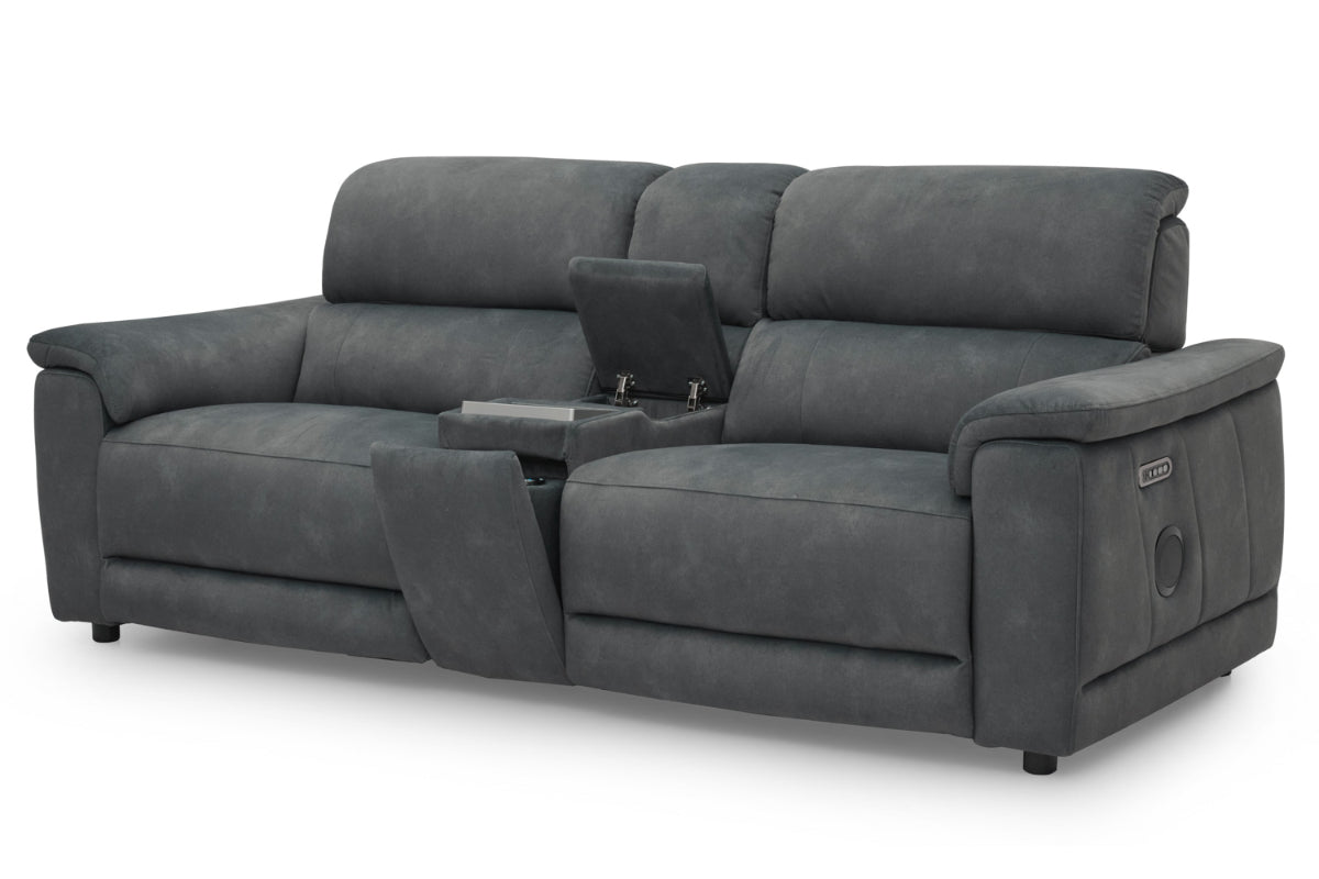 Tiago 2 Seater Sofa | Power Recliner | Media Screen | Bluetooth Speaker | Telescopic Headrest | USB Port | Fabric | Grey-3