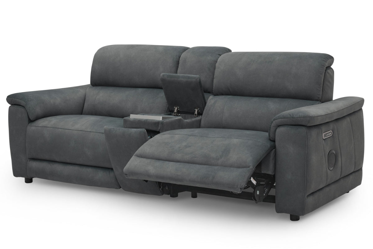 Tiago 2 Seater Sofa | Power Recliner | Media Screen | Bluetooth Speaker | Telescopic Headrest | USB Port | Fabric | Grey-4