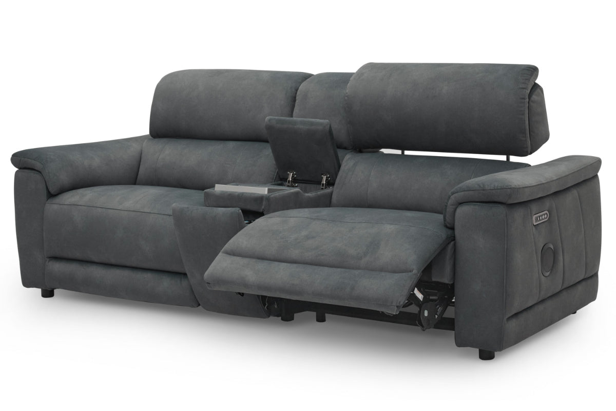 Tiago 2 Seater Sofa | Power Recliner | Media Screen | Bluetooth Speaker | Telescopic Headrest | USB Port | Fabric | Grey-5