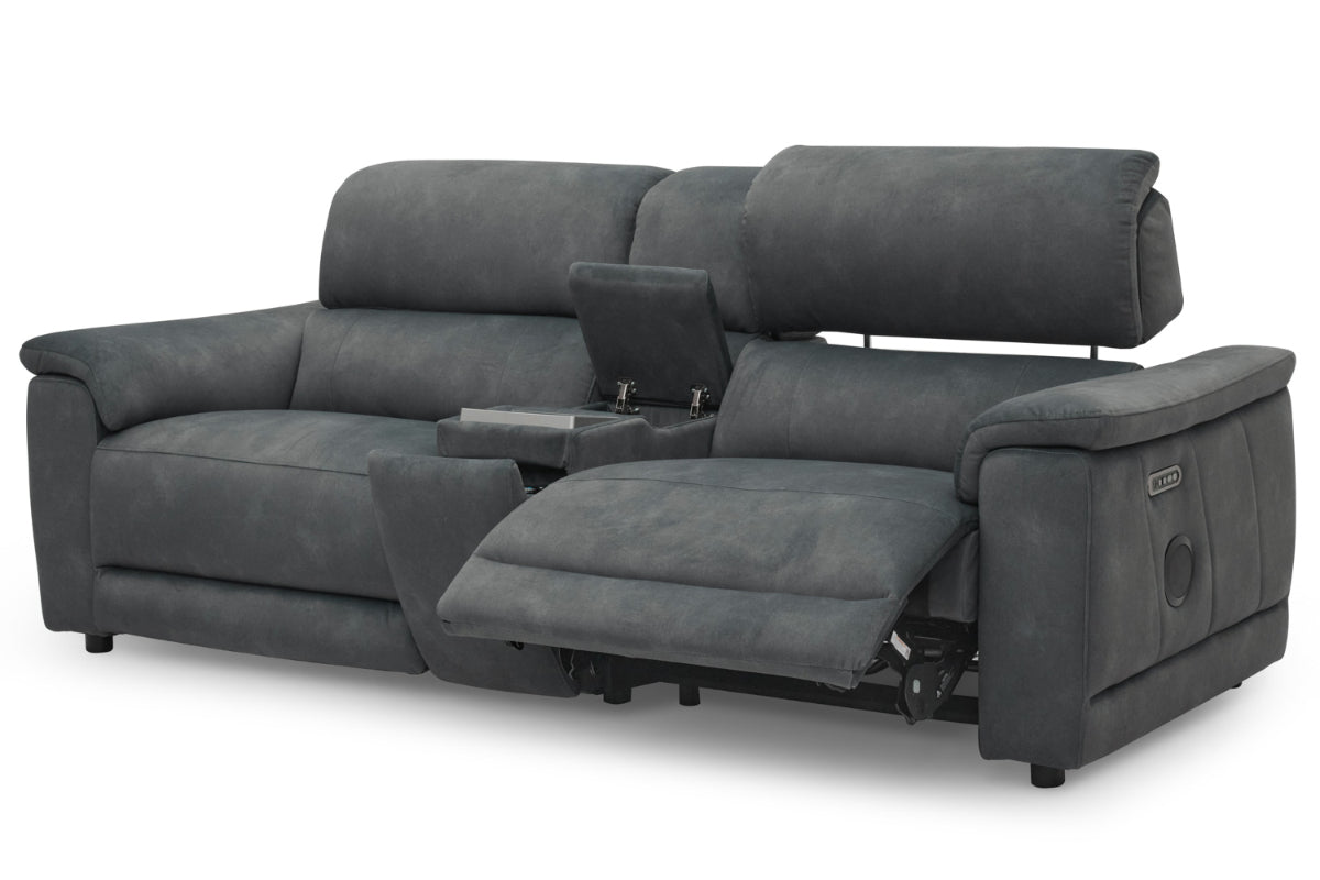 Tiago 2 Seater Sofa | Power Recliner | Media Screen | Bluetooth Speaker | Telescopic Headrest | USB Port | Fabric | Grey-6