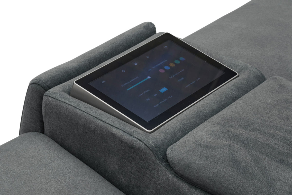 Tiago 2 Seater Sofa | Power Recliner | Media Screen | Bluetooth Speaker | Telescopic Headrest | USB Port | Fabric | Grey-7